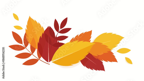 Minimalistic Autumn Leaves Composition with Warm Tones, Perfect for Seasonal Designs and Backgrounds