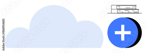 Cloud storage concept. Cloud storage combining physical and digital resource management. Cloud storage for seamless digital and physical media integration. For education, technology, archiving