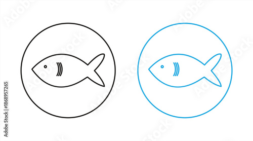 fish icon, on white background, vector illustration