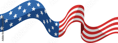 American Flag Waving Illustration Patriotic Symbol of the United States