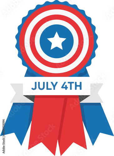 Patriotic July 4th Ribbon Emblem Celebrate Independence Day with Festive Design