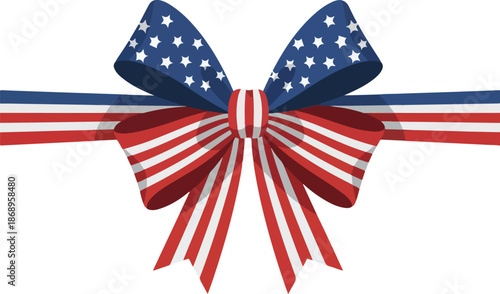 Patriotic Ribbon Bow with American Flag Design Celebrating Independence Day