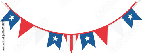 Festive Patriotic Banner Red, White, and Blue Triangle Flags for Celebrations, Decorations, and Events