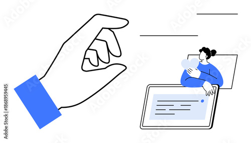 Gesture control. a hand gesture interacting with technology and a user operating a device. Gesture control enhancing human-machine interaction and usability. For tech, innovation, UI design, apps