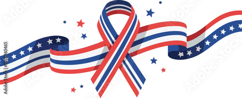 Patriotic Ribbon Banner A Symbol of Unity and American Pride with Stars and Stripes