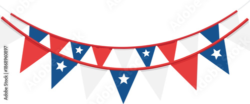 Festive Patriotic Banner Red, White, and Blue Triangle Flags for Celebrations, Decorations, and Events