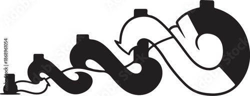 Black and white abstract swirling line art design