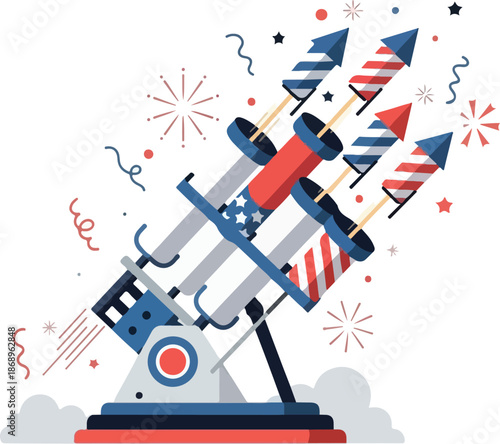 Festive Rocket Launcher Illustration for Celebrations and Special Events