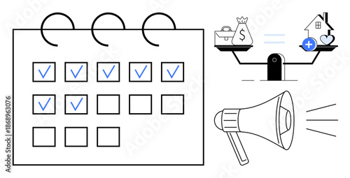 Decision-making concept. Decision-making icons highlight prioritizing financial goals, time management, and effective communication. Decision-making for personal growth and productivity. Ideal