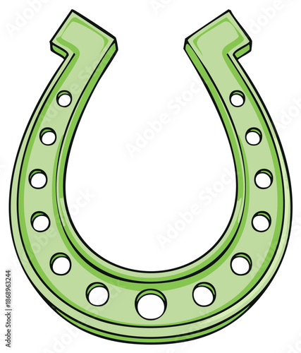 Lucky green horseshoe icon vector illustration for St. Patrick's Day, symbol of Irish culture and superstition.