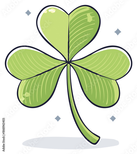 Bright green three leaf shamrock clover symbol of good luck and Irish celebration cartoon