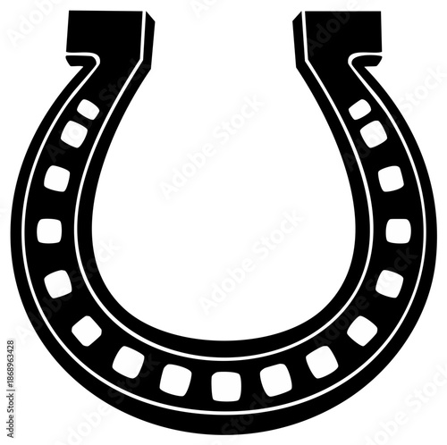 Stylized black horseshoe representing good luck and fortune classic protection symbol