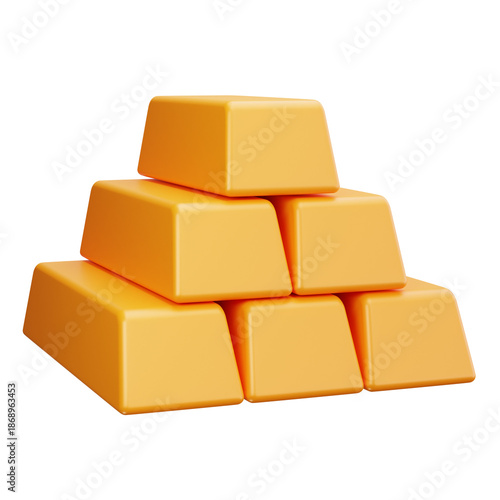 3D Gold Bars Stack Wealth Asset Icon
