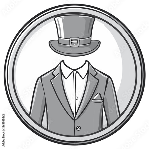 Elegant formal suit and top hat icon classic menswear illustration