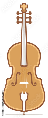 Orchestral String Instrument Illustration of Cello or Bass Fiddle