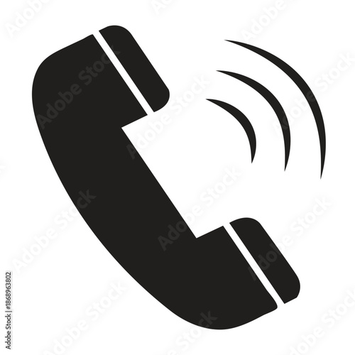 Iconic telephone receiver with sound waves