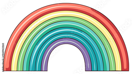 Colorful Rainbow Illustration with Vibrant Hues and Black Outlines