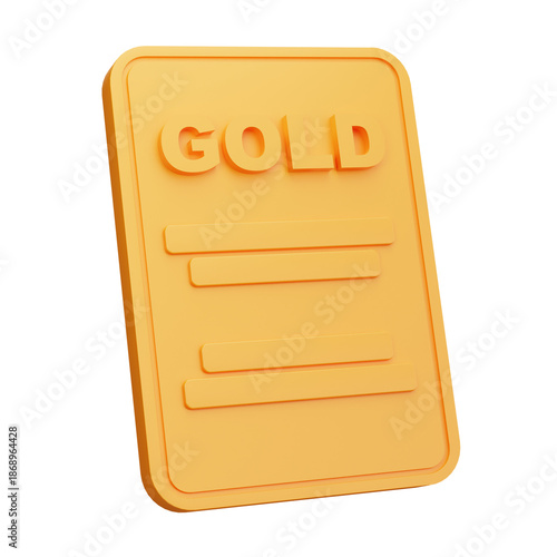 3D Gold Certificate Investment Document Icon