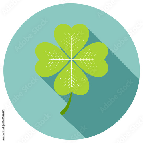 Four leaf clover icon design on turquoise circle background