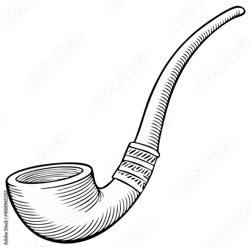 Classic Tobacco Pipe Vintage Hand Drawn Sketch Line Art Illustration