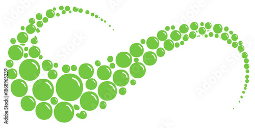 Abstract flowing wave of green bubbles and circles illustration
