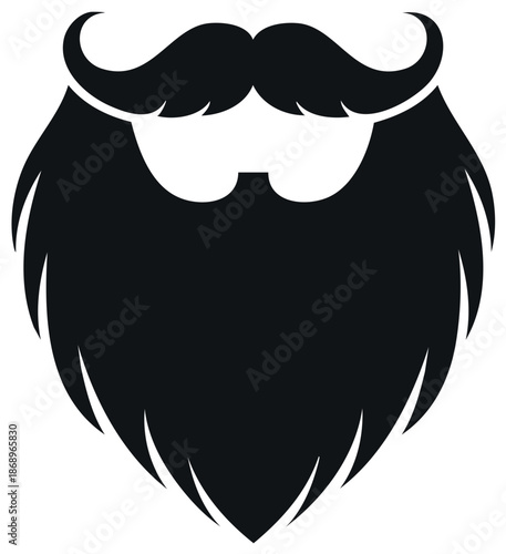 Stylized Black Beard and Moustache Vector Graphic for Barber Shop or Fashion Industry