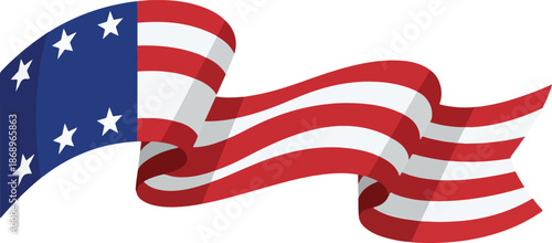 Stylized American Flag Illustration Red and White Stripes, Blue Field with Stars, Symbolic Representation