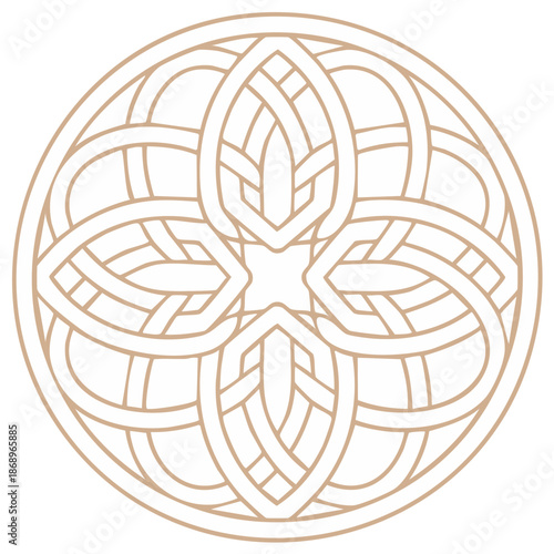 Elegant circular Celtic knot symbol with an intricate interwoven floral pattern