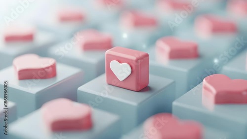 Wallpaper Mural Pink Cube with White Heart Unique and Romantic Atmosphere with Soft Lighting and Pastel Colors, Creating Sense of Love and Affectionate Mood Among Similar Shapes Torontodigital.ca