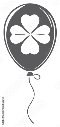 Balloon silhouette with four-leaf clover, good luck symbol, Saint Patrick's Day