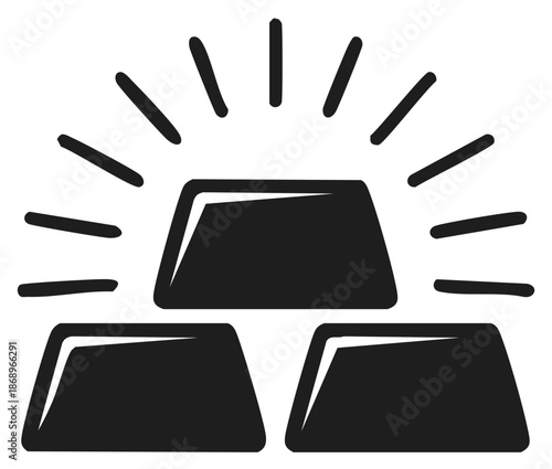 Shining gold bars stack icon representing wealth success finance and precious metal investment