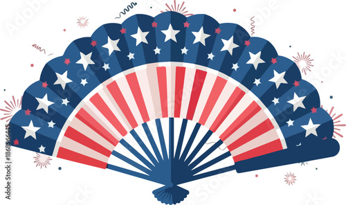 Patriotic Fan Illustration Celebrate Independence Day with a Festive Design
