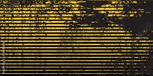 Yellow horizontal striped vector on black with noisy texture. Dynamic abstract backdrop for digital art, banners, and contemporary graphic design.Eps10
