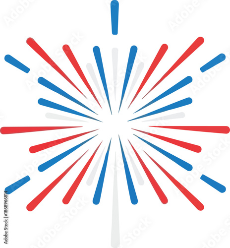 Patriotic Burst A Vibrant Display of Red, White, and Blue Fireworks Celebration