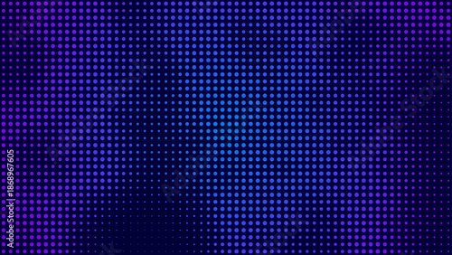 Abstract background with random pattern of blue dots on dark background. Digital technology, futuristic sci-fi concept. Minimalist design.