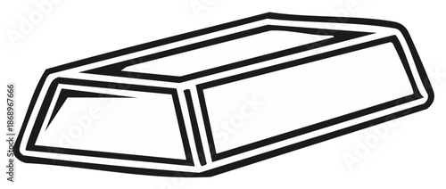 Illustration of a Gold Bar Rectangular Shape with Black Stroke Outline