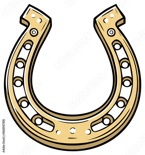 Golden Horseshoe Symbol Lucky Charm Illustration