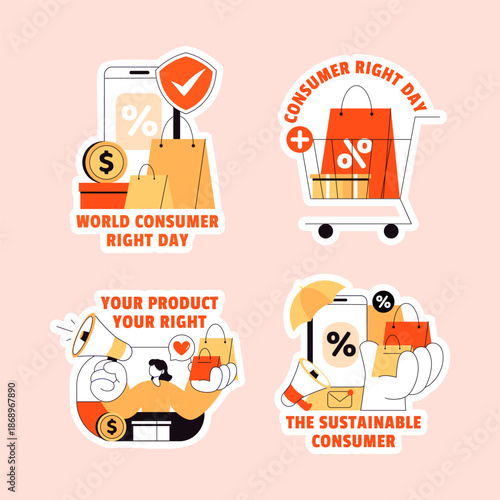 Human Rights Day Label Flat Cartoon Hand Drawn Background Illustration