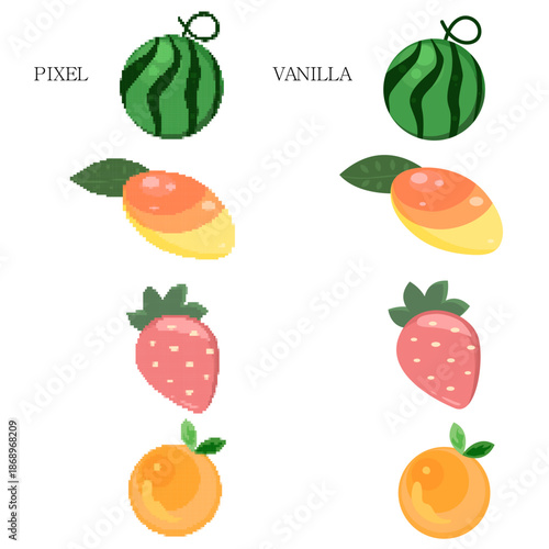 픽셀 과일 시리즈(수박+망고+딸기+오렌지)