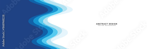 Clean abstract background with overlapping blue wave layers creating dynamic motion and clear central copy space.