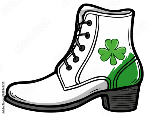 St. Patrick's Day Boot with Shamrock Applique for Irish Pride and Festive Celebrations