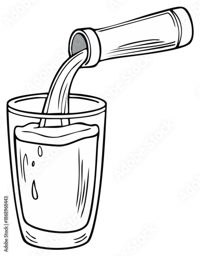 Bottle pouring liquid into a glass illustration, beverage, drink concept