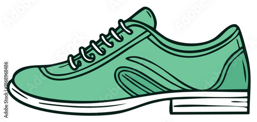 Stylized Mint Green Oxford Shoe with White Laces and Sole Vector Illustration