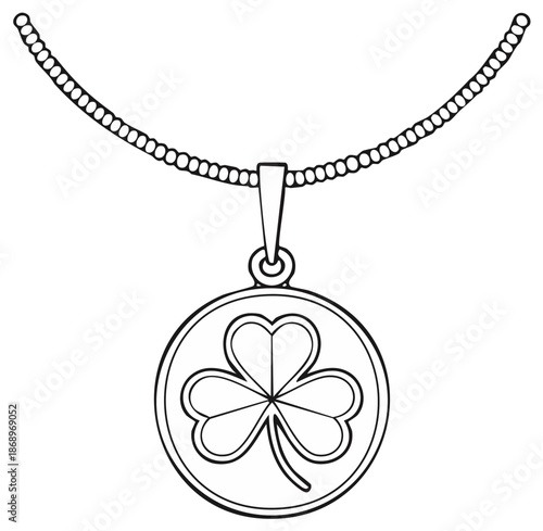 Celtic Clover Pendant Necklace Outline Symbol of Luck and Irish Tradition
