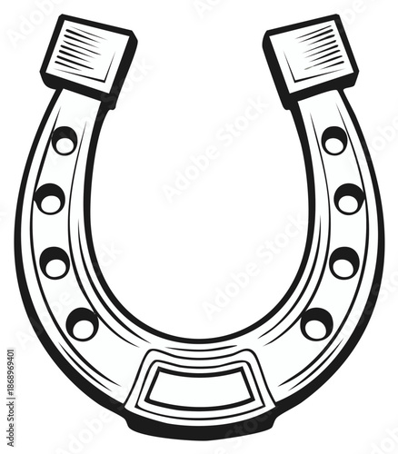 Classic Metal Horseshoe Illustration Symbol of Luck and Western Culture