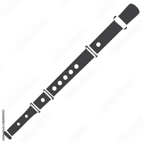 Woodwind musical instrument flute icon simple black glyph vector illustration