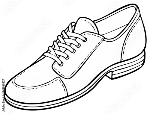 Classic Oxford Shoe Outline With Laces and Stacked Heel