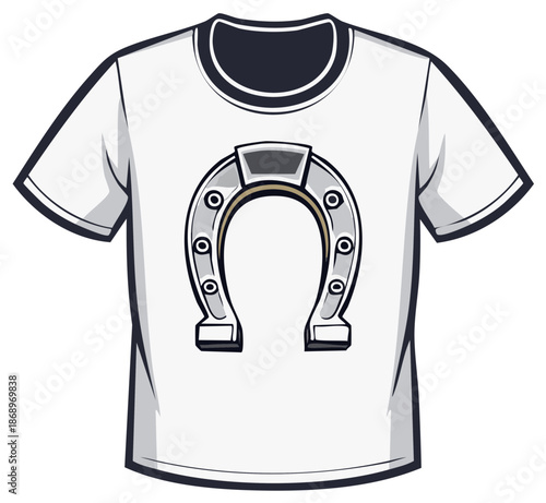 T-shirt featuring a symbolic horseshoe graphic design for good luck apparel