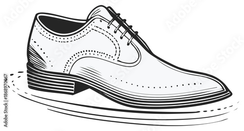Elegant men's shoe illustration in detailed line art, for formal occasions
