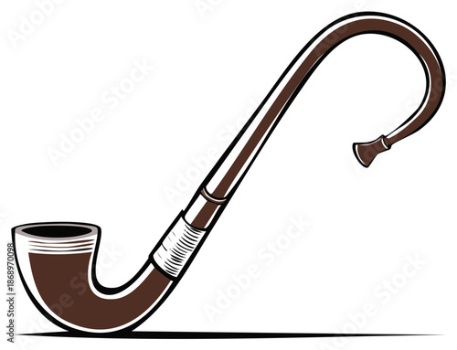 Traditional tobacco pipe with a long curved stem vintage smoking accessory